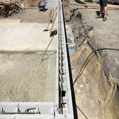 Reinforced concrete wall under construction by Code Construction builders in Lyttelton