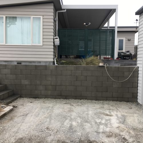 New retaining wall, designed and built by Code Construction in Lyttelton, Canterbury