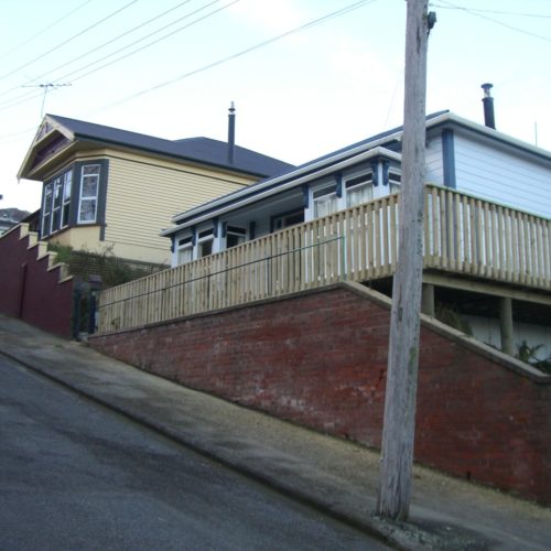 New deck and railing on steep hill. Built by Code Construction builders in Lyttelton