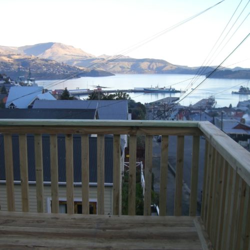 New deck and railing built by Code Construction, Lyttelton