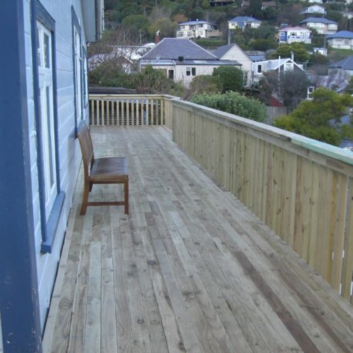 New deck and railing designed and built by Code Construction Lyttelton