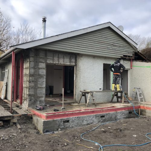 Demolition of existing room on house to create lounge extension and new bathroom and laundry. Designed and built by Code Construction builders Christchurch