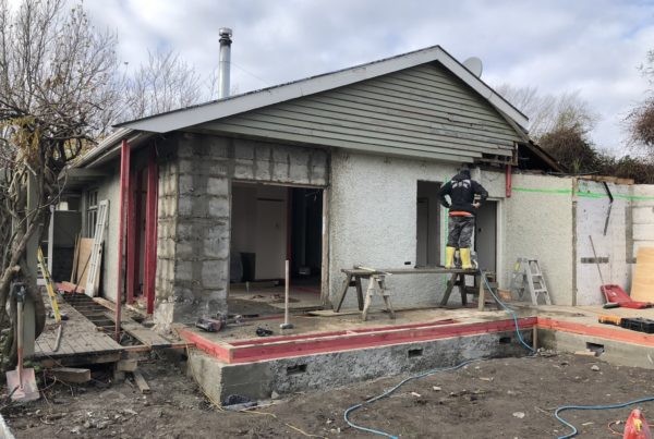 Demolition of existing room on house to create lounge extension and new bathroom and laundry. Designed and built by Code Construction builders Christchurch