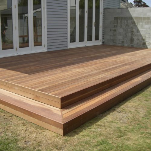 New Jarrah deck designed and built onto existing house by Code Construction in Fendalton, Christchurch