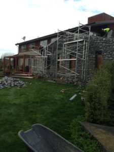 Replacing stone exterior on house from earthquake. EQC repairs underway
