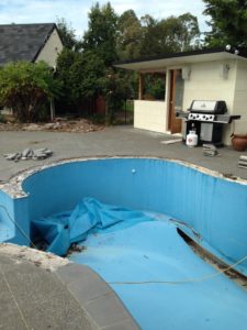 Removal of old pool, undertaking EQC earthquake repairs and replacing