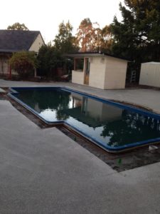 Old pool ready for removal and replacement