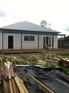 Villa renovation underway with piles and frame completed for new deck