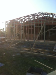 Framing for walls and roof complete for villa alteration and renovation