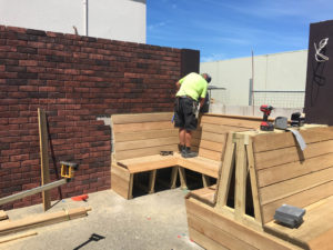 Outdoor seating being built for Winnie Bagoes outdoor area