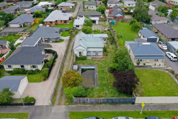 Drone photo of existing derelict house on Victoria Development where Code Construction would build four new homes