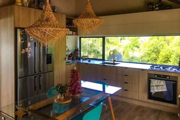 New renovated kitchen in Akaroa including double glazed window units