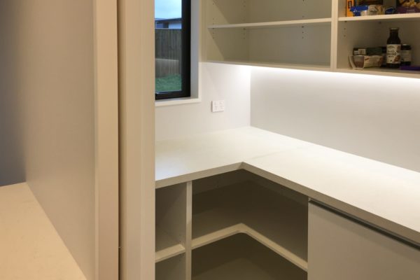 Photo of new walk in pantry, butlers pantry, in new build Rangiora