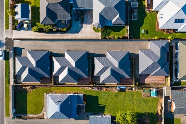 Drone aerial photo of Victoria Development featuring four new builds Code Construction