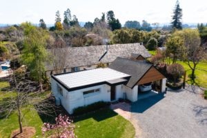 Drone photo of before renovation of house in Fernside, Rangiora